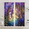 2pcs Stained Glass Flower Wisteria Printed Curtain For Home Decor Window Treatment For Bedroom, Office, Kitchen, Living Room