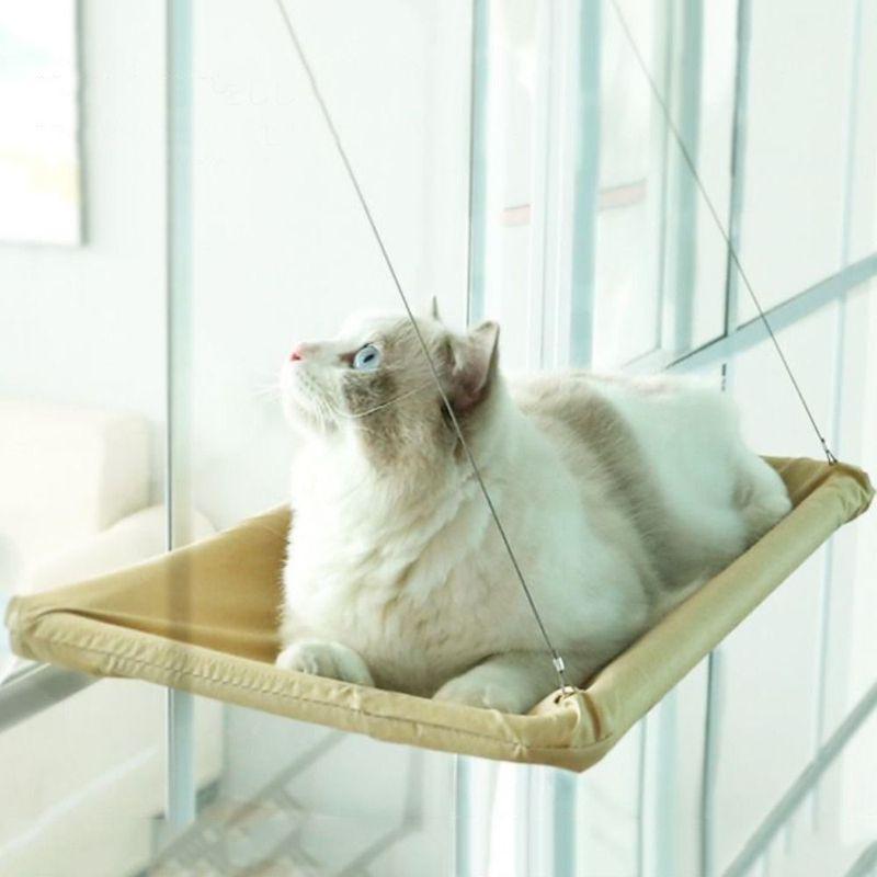 Window Seat Pet Hammock Bed Hanging Shelf Climbing Frame Cat Hanging Beds Bearing 17.5KG with Cover Suction Cup Cat Nest Kitten
