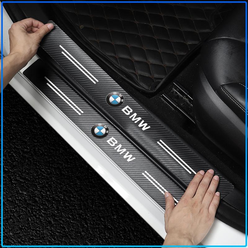 Для BMW E34 E46 E39 E38 E90 E60 E36 F30 F30 F10 E92 E38 E91 G30 G38 M3 M5 4 шт. Наклейки на пороги автомобиля из углеродного волокна Защита от царапин Рестайлинг