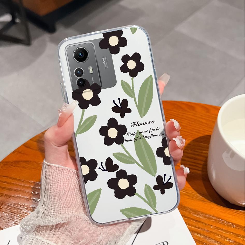 Чехол для телефона для Xiaomi Redmi Note 8, 9, 10, 11, 12 A1 + A2 + Plus 4A 5A, модный литературный цветочный чехол, противоударный прозрачный мягкий силиконовый чехол для Redmi, бампер