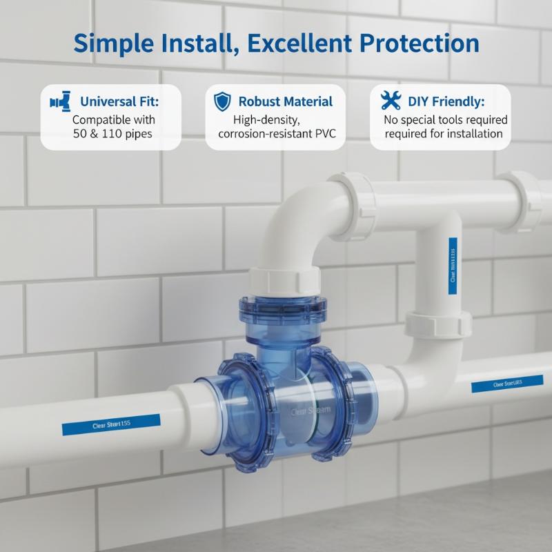 PVC Movable Transparent Anti Reflux Valve Anti Backwash Blockage Proof for Home Renovation Plumbing Works
