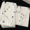 French Elegant Romantic Butterfly Print Women Pajamas Simple Ins Literary Aesthetics Sleepwear Fall Winter Lounges