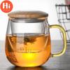 Привет креативная стеклянная чашка для заварки чая с прозрачной ручкой фильтра, бамбуковая крышка, термостойкая цветочная чайная чашка, офисная чайная кружка, посуда для напитков