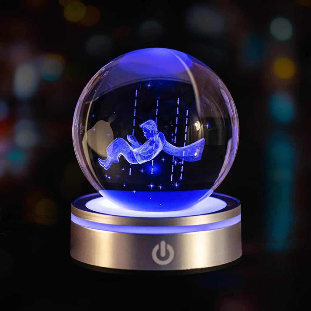 Хрустальный шар, ночные огни, светящаяся планета, галактика, астронавт, 3D RGB, лунная настольная лампа, атмосферная лампа, настольные украшения, подарки для детей