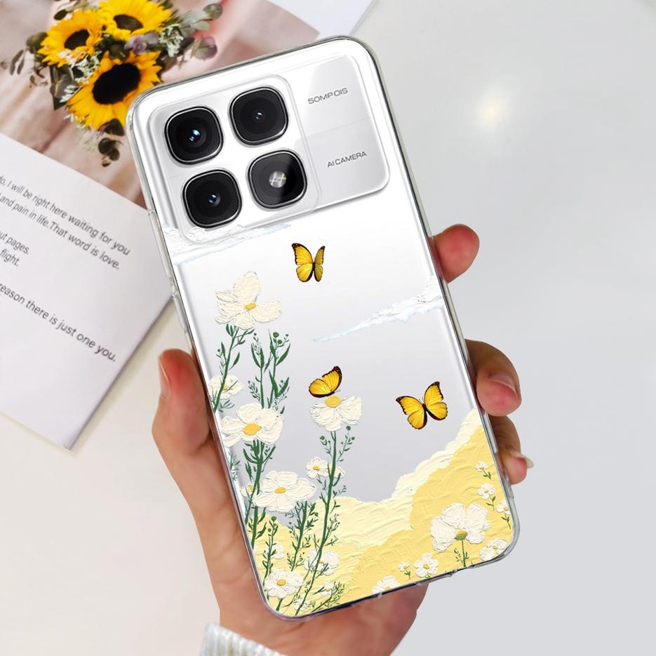 Чехол для Xiaomi 14T Pro Стильный чехол с рисунком цветов 6,67'' Прозрачный силиконовый чехол для телефона Для Xiaomi Mi 14T 14TPro Mi14T Мягкий чехол