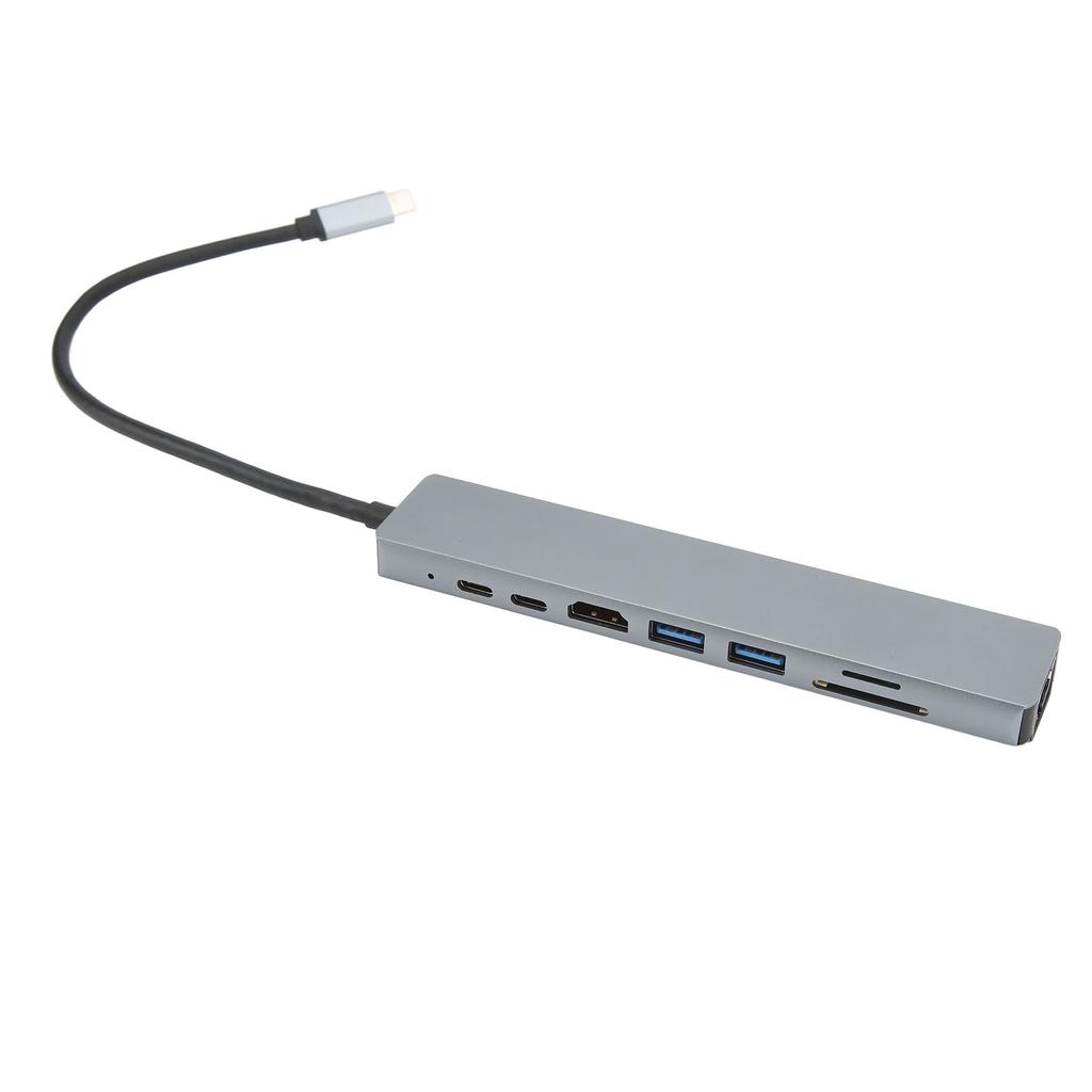 8 Ports Type C Hub USB3.0 PD RJ45 High Definition Multimedia Interface Memory Card Reader for