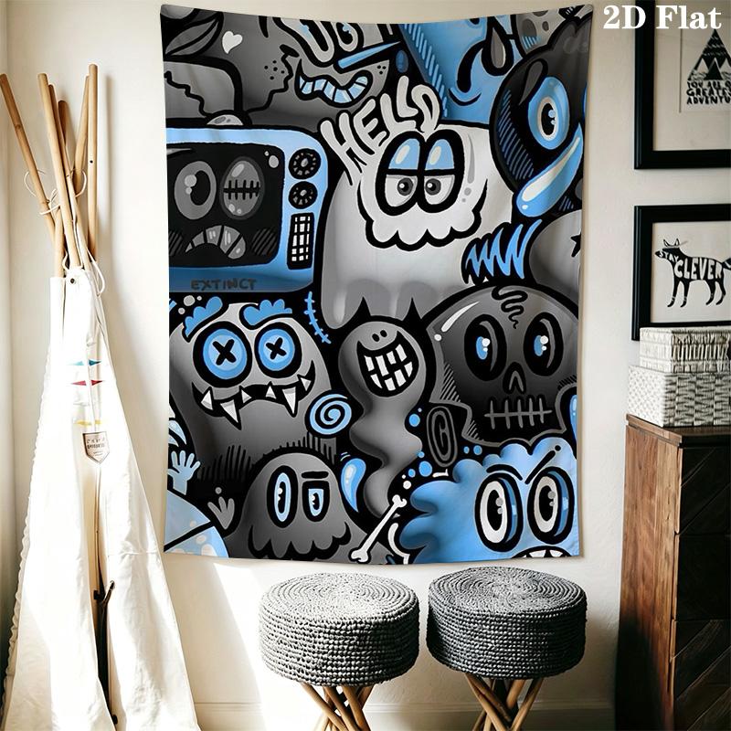 Dark Monster Cartoon Carnival Pattern Home Decor Tapestry, Wall Hanging, Decorative RV Wall Cloth.NGT0928047