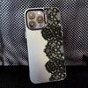 Модный Кружевной Чехол Для Телефона Для iPhone 16,15,14,13,12,11,8,7,Pro,Max,Plus,Mini,XS,SE Противоударный Черный Матовый Жесткий