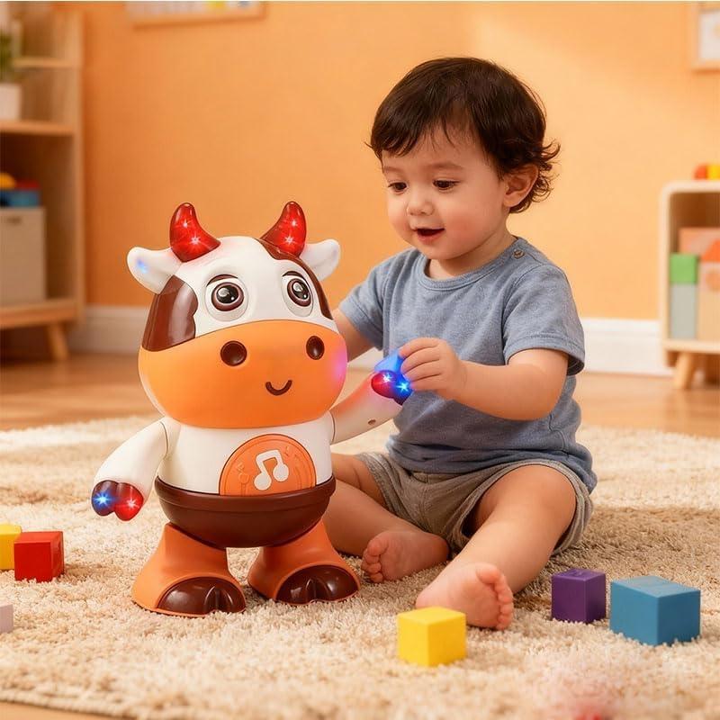 Электрическая Танцующая Корова Светящиеся Музыкальные Танцующие Игрушки Игрушки со Звуками Животных для Малышей Сенсорные Образовательные Интерактивные Качающаяся Телочка