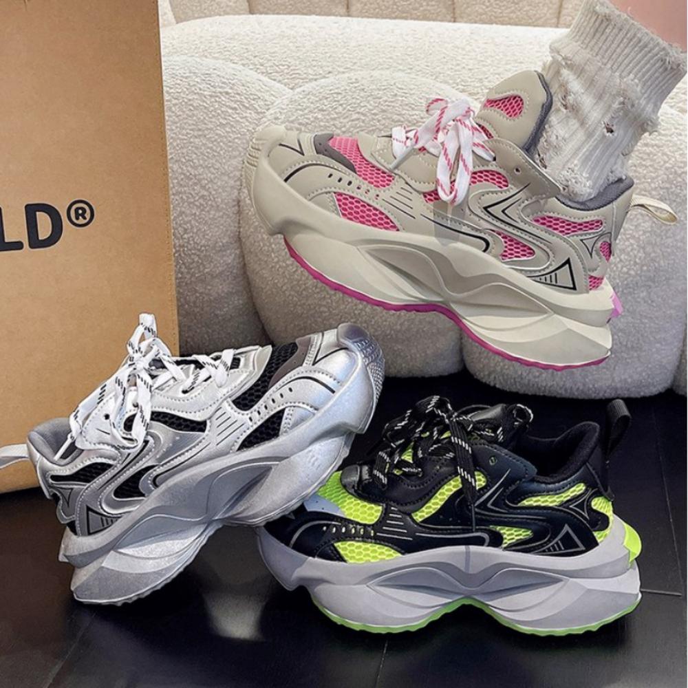 Fashion Womens Sneakers Shoes Tennis Female Platform 5CM Fashion Trainers 2024 Korean Designer Thick Sole Fabric Lace-Up Sneakers