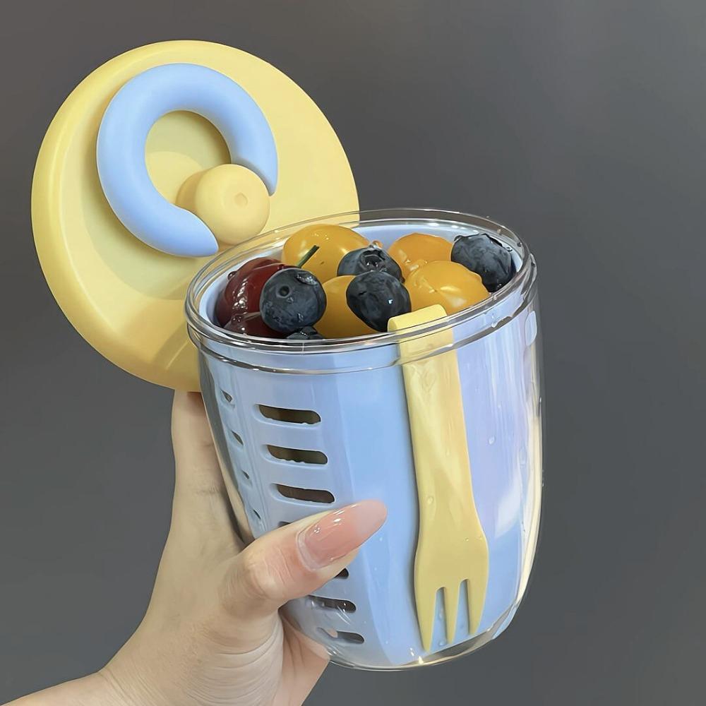 С вилкой стакан для консервирования фруктов многоцелевой стакан для сока двухслойный дренажный стакан для кемпинга