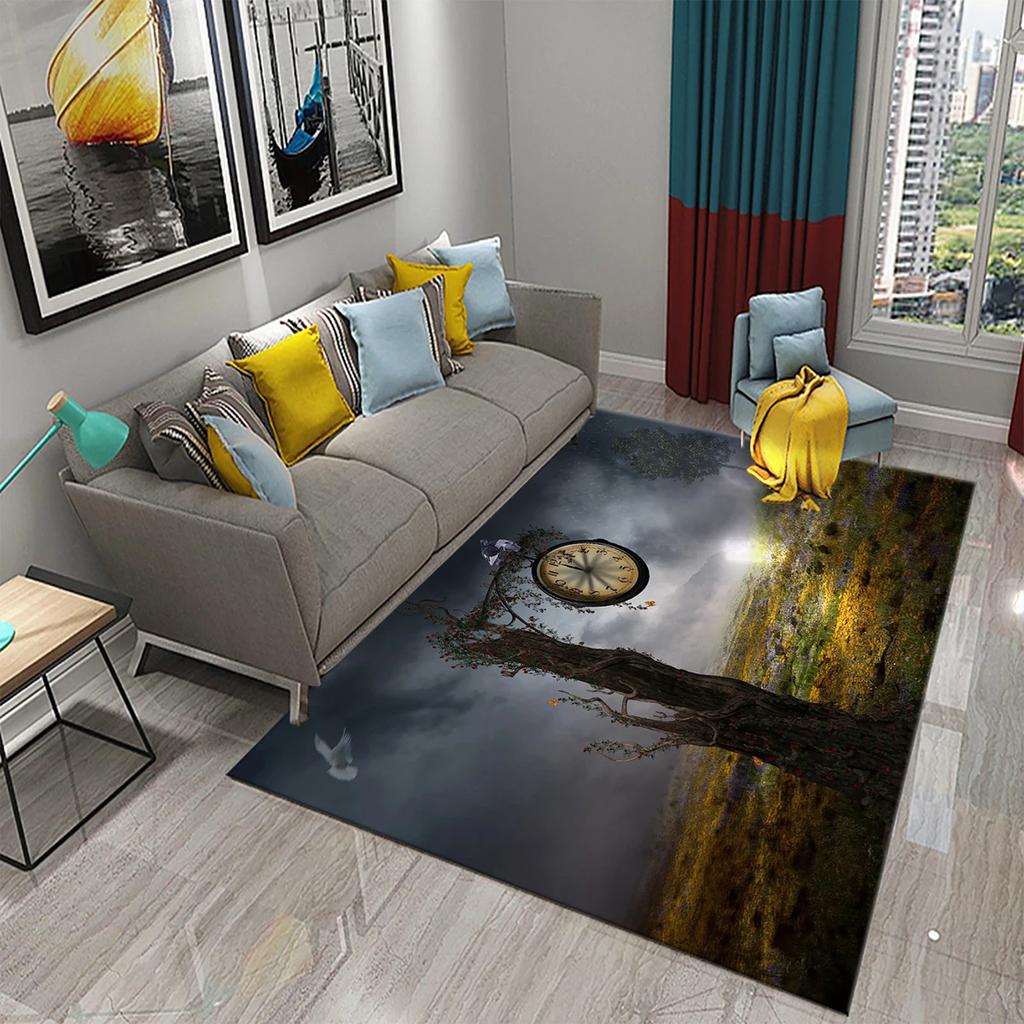 Визуальное искусство Ковер Синий Океан Замок Принт Коврик Креативный Дизайн Прямоугольные Ковры для Зоны Коврики для Йоги Плоский Коврик Декор для Гостиной Придверный Коврик