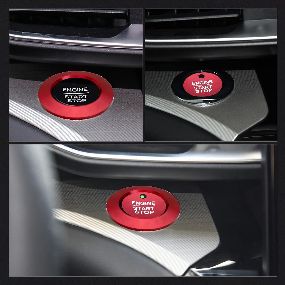 LECART Red Start Button Cover Sticker Fit for Ford Explorer ST XLT Limited Platinum 2024 Auto Interior Accessories Keyless Ignition Decoration