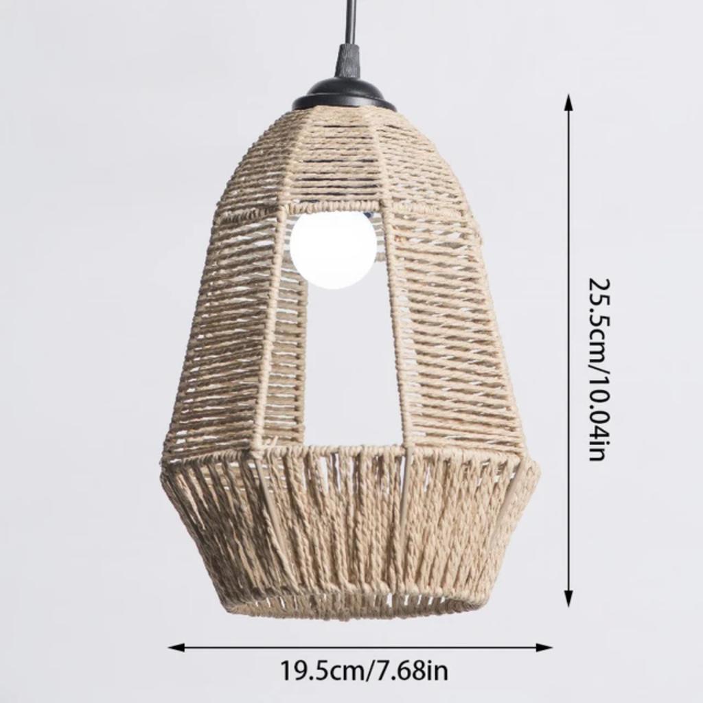 New Exquisite Handwoven Paper Rattan Pendant Lamp Shade - Beautifully Crafted Handmade Wicker Lampshade for Chandelier, Pendant