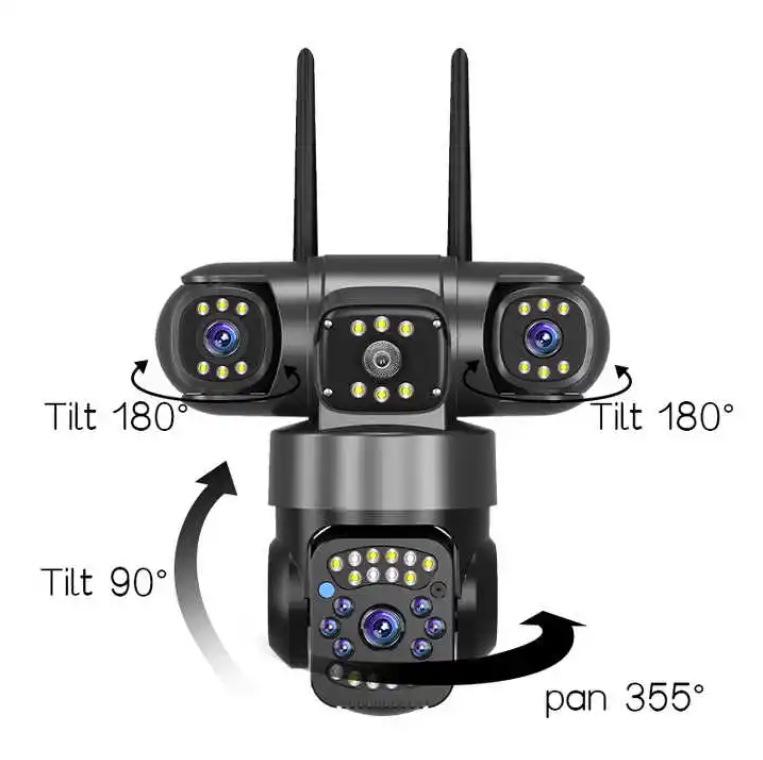 V380 4G Panoramic 3-Lens WiFi Waterproof Camera with 360° Pan-Tilt and HD Remote Monitoring.