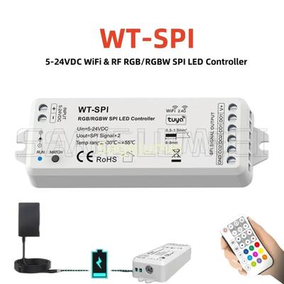 RGB/RGBW 4-канальный 8-канальный DC5V-24V Tuya WiFi Zigbee+RF SPI LED-контроллер WT-SPI/WZ-SPI WS2811 Ws2812 Ws2815 SK6812 Усилитель светодиодного сигнала