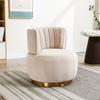 360 Degree Modern Swivel Chair, Soft Velvet Finish, Backrest, Stable Structure, Barrel Chairs, Suitable for Living Room Bedroom Study, Beige