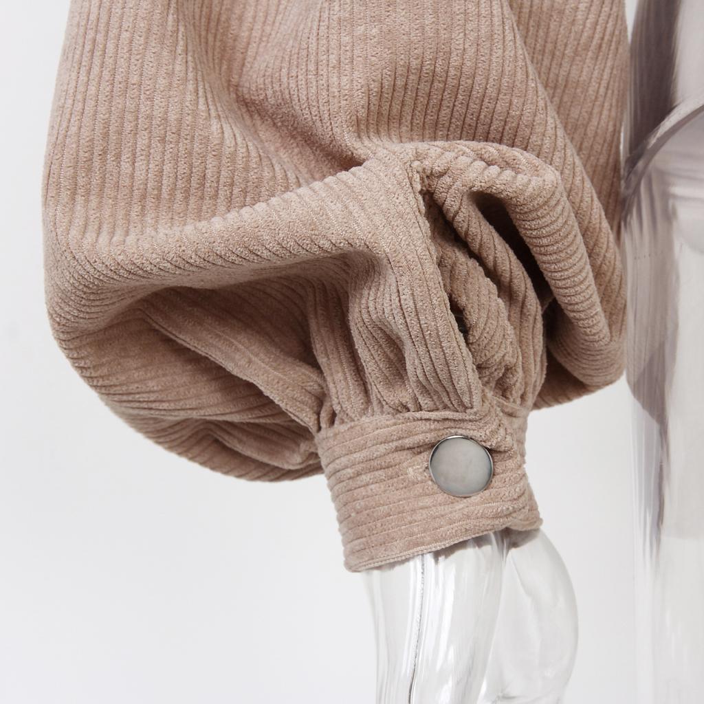 QICED Женские винтажные повседневные однотонные куртки и пальто с воротником-поло с длинными рукавами и осенне-зимним принтом