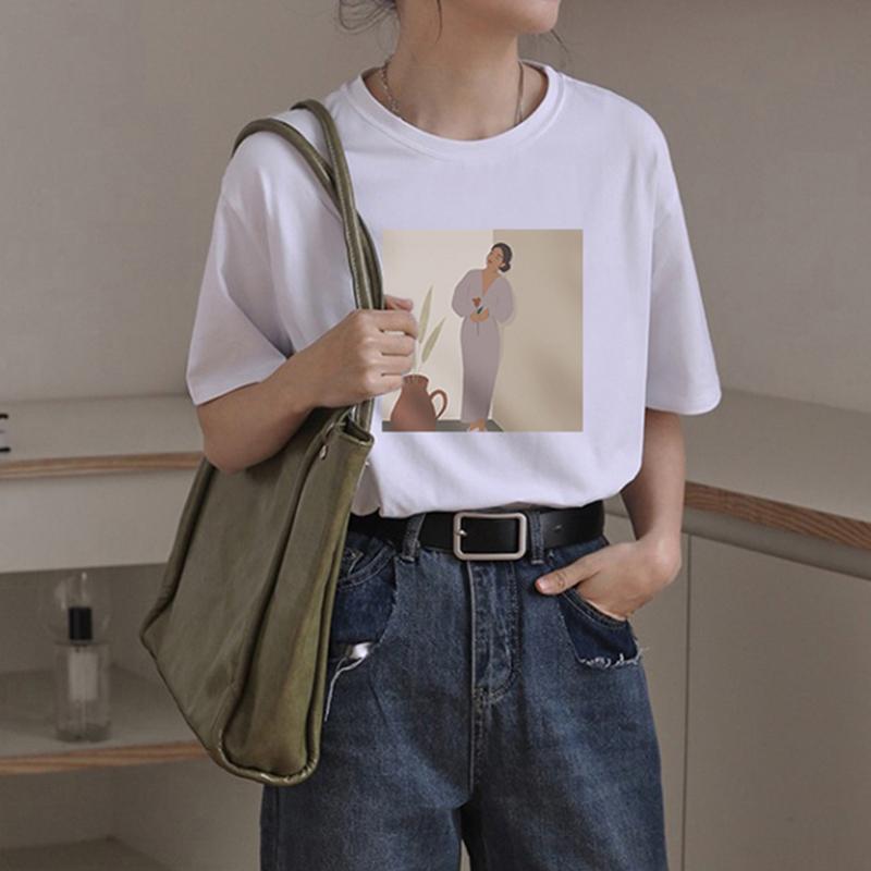 Hirsionsan элегантные мягкие футболки с рисунком женские летние повседневные базовые футболки с короткими рукавами женские корейские универсальные топы из 100% хлопка