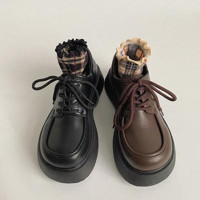 Туфли-оксфорды на толстой платформе для женщин, весенние туфли на плоской подошве со шнуровкой, женские готические мокасины из лакированной кожи с толстой подошвой