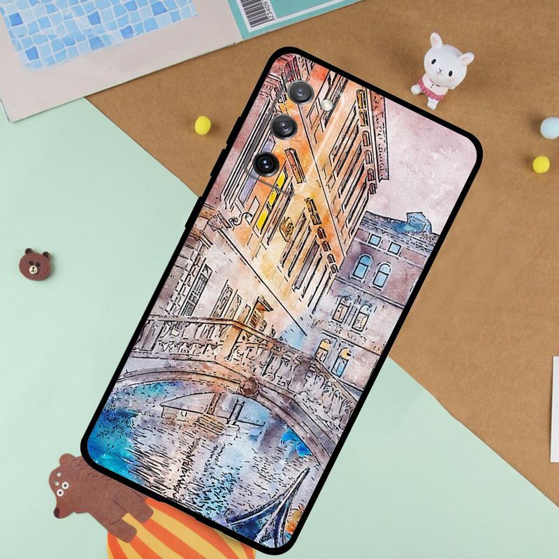 Travel italy Street Venice Case For Samsung Galaxy S23 S22 Ultra S21 S20 FE S8 S9 S10 Note 10 Plus Note 20 Ultra Cover