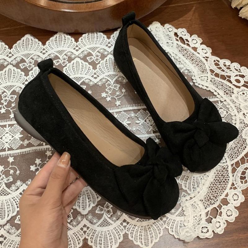 Мода 2025 Балетки с бантом Женская обувь на плоской подошве Дизайнерская замшевая элегантная обувь Осенние новые тренды Модные повседневные кроссовки для ходьбы Zapatillas De Mujer