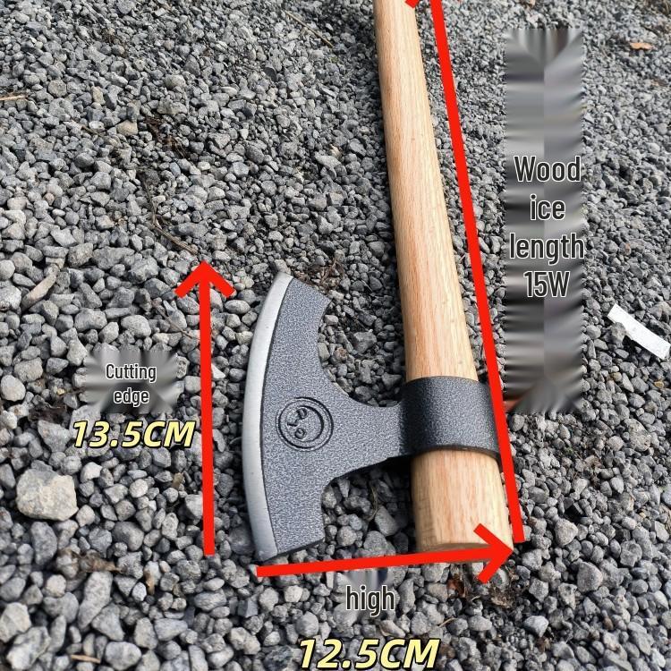 High Manganese Steel Viking Chopping Axe, Long-Handle Wood and Bone Splitter for Outdoor Woodworking.