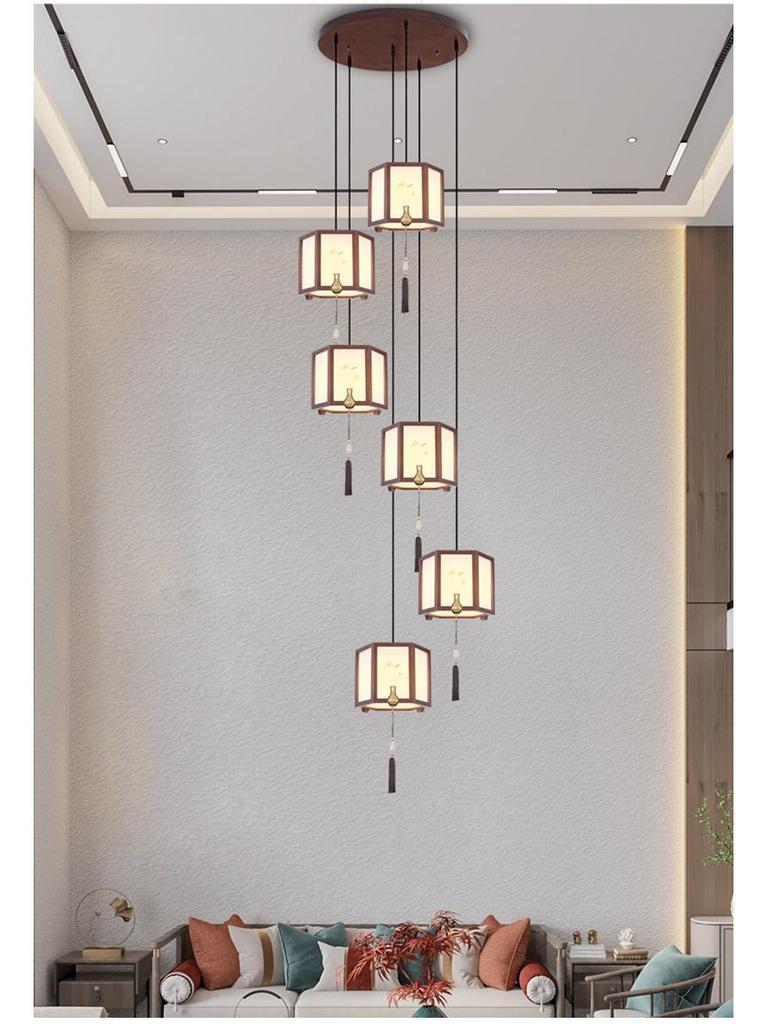 Современная китайская спиральная люстра для двухуровневых вилл и ресторанов