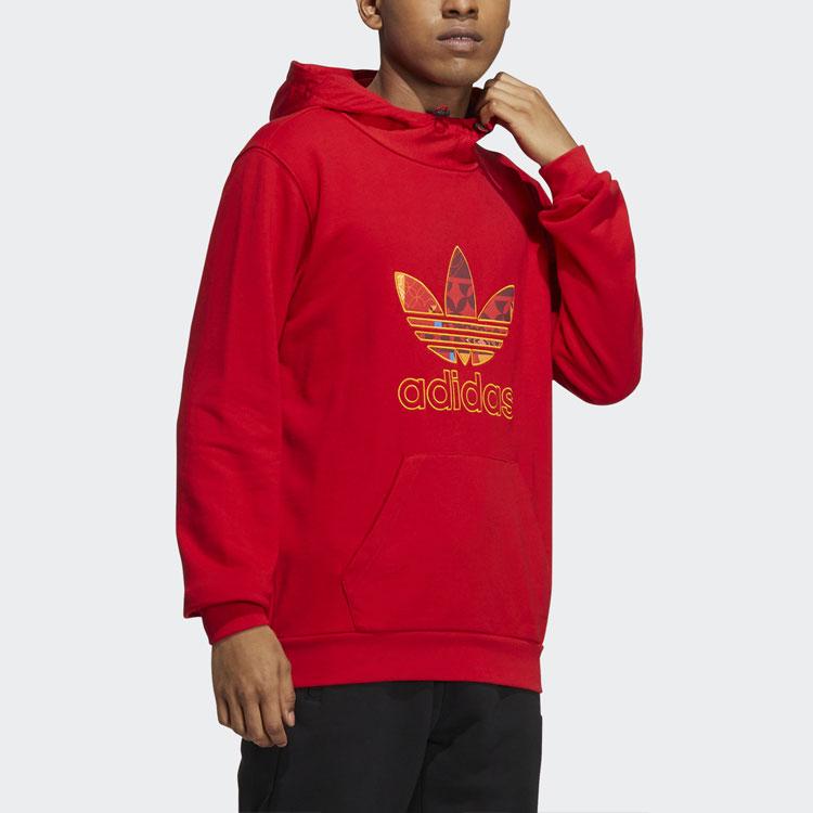 Adidas Originals Trefoil CNY Colorful Logo Print Hoodie Men Hoodie Light-Scarlet HD0318