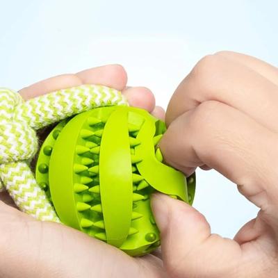 Игрушки для собак, шарики, интерактивная веревка для лечения, резиновые протекающие шарики для маленьких и средних собак, жевательные, устойчивые к укусам, чистка зубов домашних животных