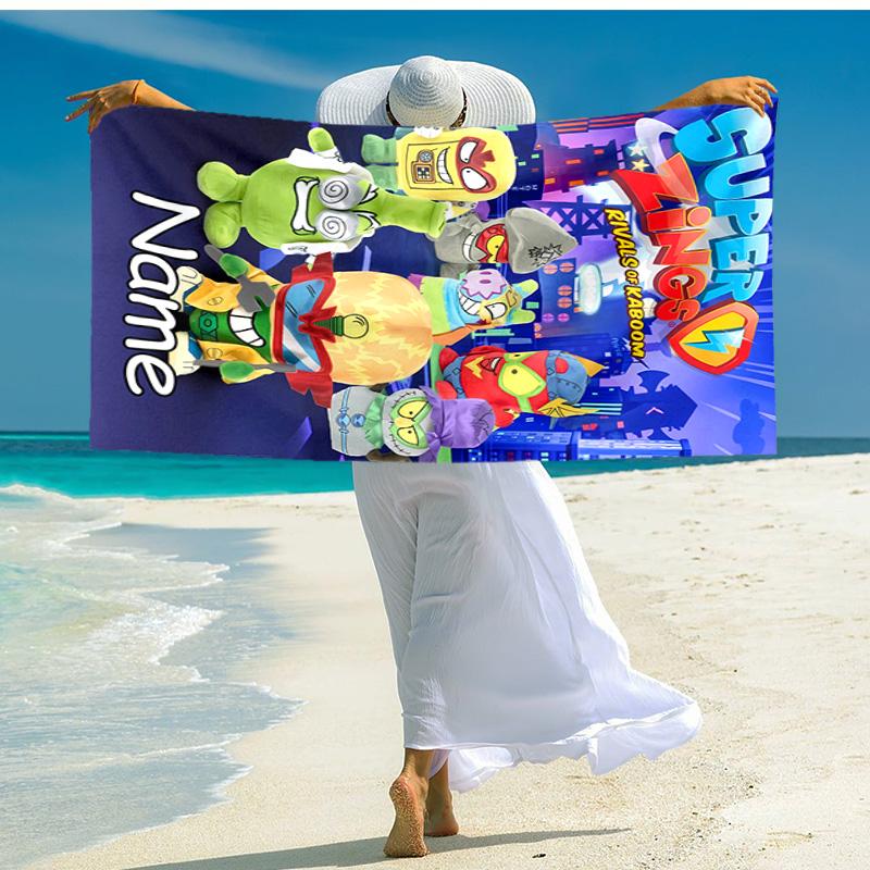 Personalized customized proof beach towel with SuperZings pattern - soft, absorbent,quick-drying,perfect swimming,camping&bathing