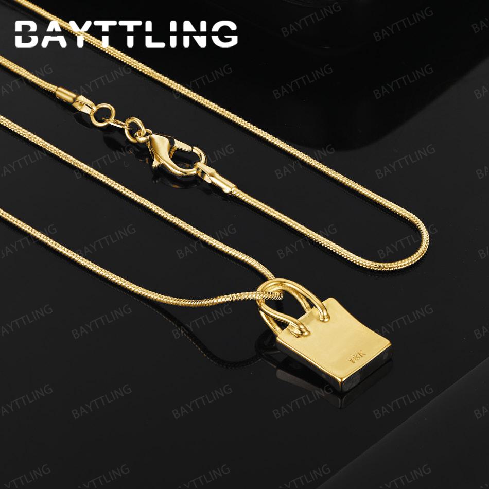 925 Sterling Silver 18K Gold 16-30 Inch Exquisite Bag Pendant Necklace Luxury Wedding Accessories Gift Party