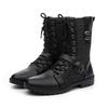 Men's British-Style Motorcycle Boots Mid-Calf Leather Biker Shoes Trendy All-Season Comfortable Riding Footwear for Urban Men