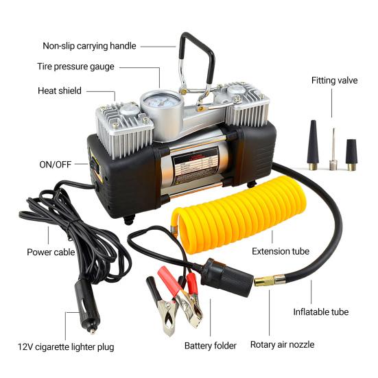 Малошумный насос для накачки шин, широко используемый автомобильный электрический воздушный насос для дисплея манометра
