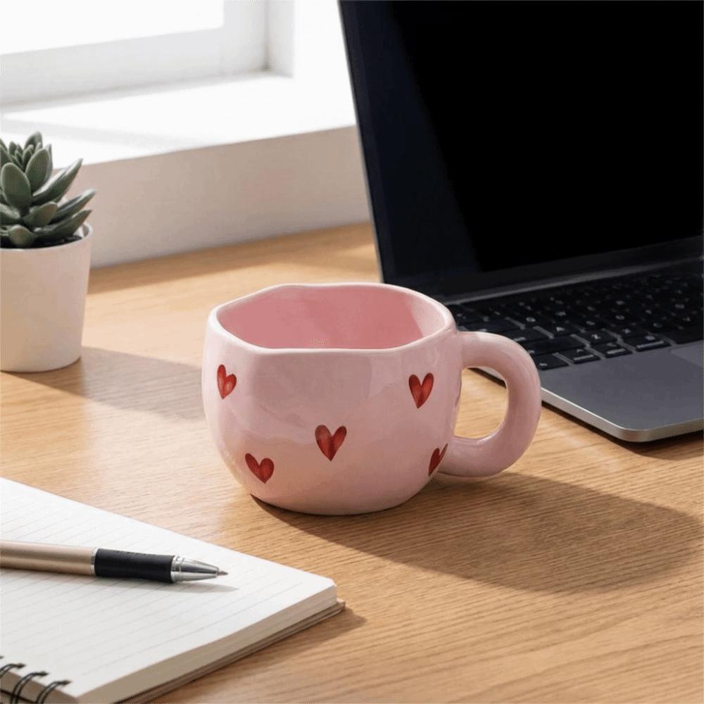 Romantic Milk Mug Adorable Heart Water Cup Breakfast Container Breakfast Cup Office
