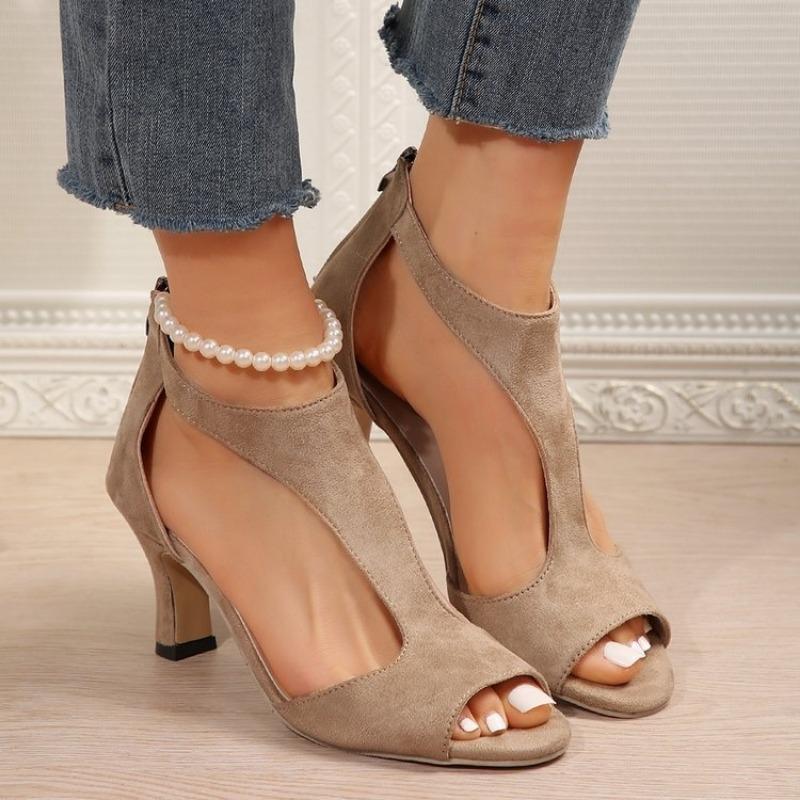 Модные женские босоножки с застежкой-молнией сзади и вырезом «рыбий рот», римские сандалии большого размера с тонким каблуком и боковыми разрезами