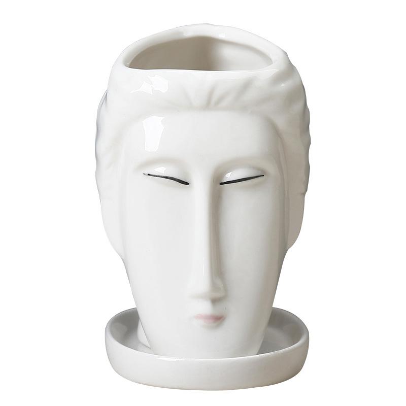 1 шт. суккулентный цветочный горшок с белым человеческим лицом, новая художественная скульптура, домашний декор, настольные украшения, уникальный керамический цветочный горшок, контейнер