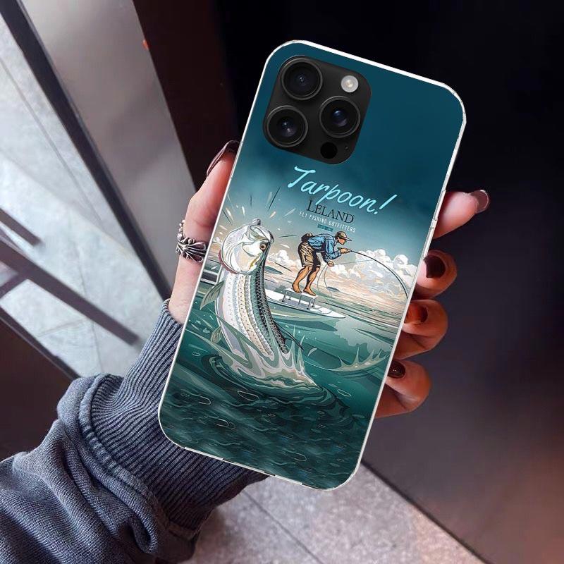 Hunting Fishing Man Phone Case For iPhone 17 Air 16 15 Pro Max 14 Plus 13 Mini 12 11 Cover 7 8 SE Silicone Shell Print Fundas 17