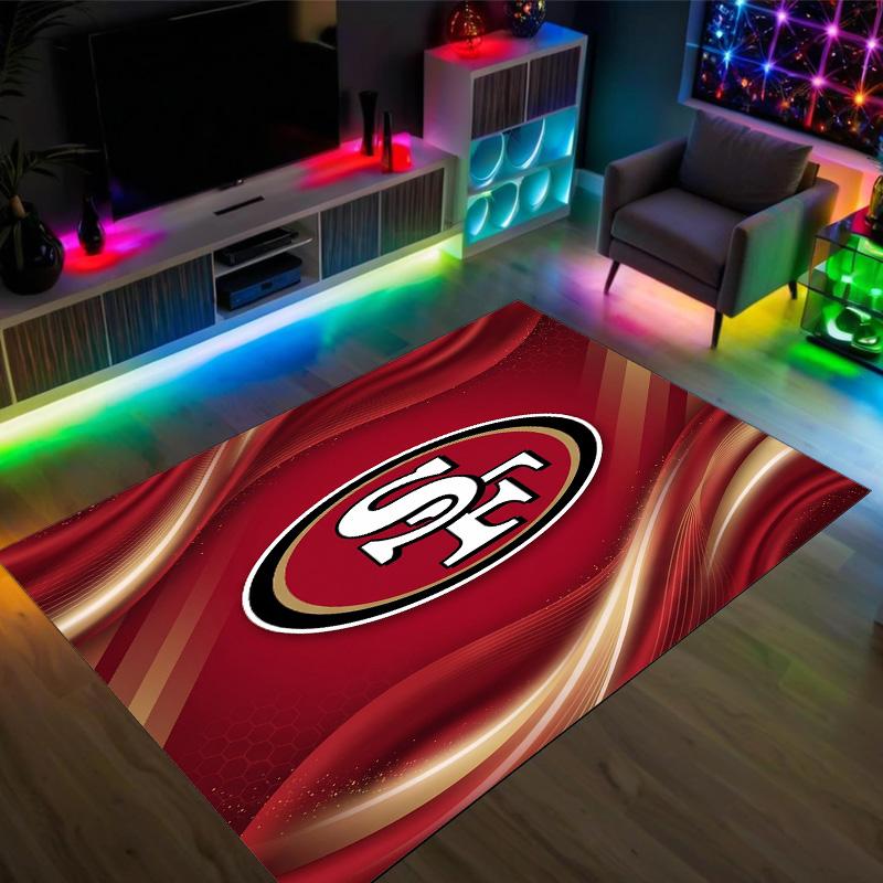 San Francisco 49ers Design Crystal Velvet Carpet Cozy Non?Slip Printed Rug For Bedroom Living Room Entrance
