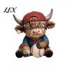 Baseball Fan Gifts 2Pcs Bull Figurines, Creative Resin Animal Statue for Desk Shelf, Modern Sculpture Men Home Office Decor, Unique Gift Fans