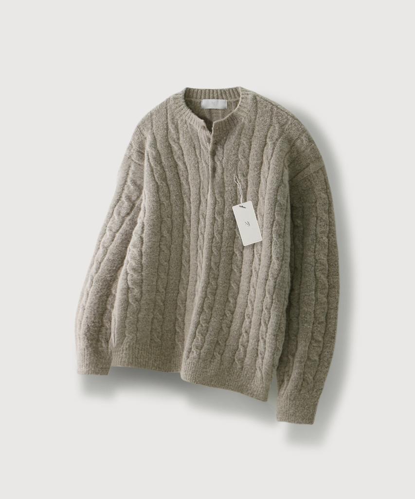 MOOD INSIDE Cable Knit Henley Neck Knit_4 Colors