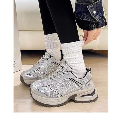 Женские массивные кроссовки, дышащие туфли на шнуровке и платформе, женская повседневная обувь для бега, женская модная повседневная спортивная обувь, вулканизированная обувь