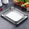 Stainless Steel Thick Food Storage Trays Rectangle Steamed Sausage Dish Restaurant Bread Fruit Plate Kitchen Utensils