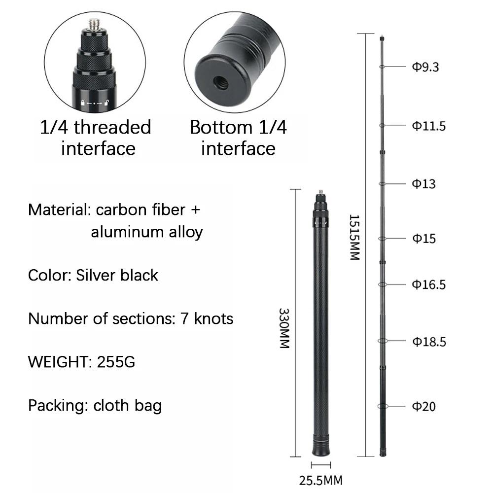 3M Carbon Fiber Scalable Monopod Extended Edition Invisible Selfie Stick For Insta360 X3 X2 For Go Pro 9 10 11 12 Stick Tripod 2