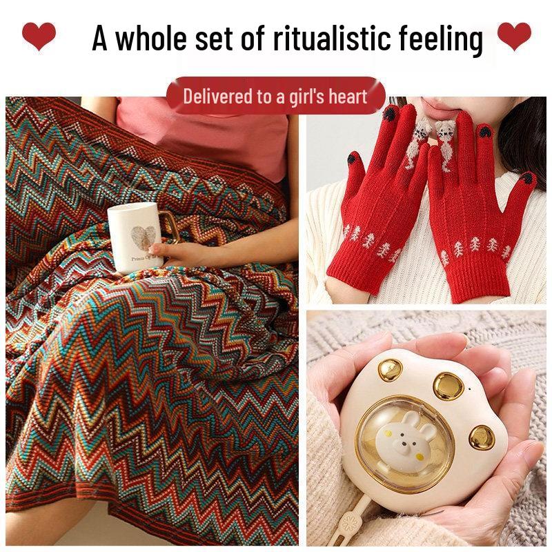 HANDUNYOU Sunny Orange Blanket Gift Set