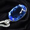 Lab Created 141.45 Ct Blue Sapphire Oval 925 Sterling Silver Flawless Pendant MY-PD-151-NS