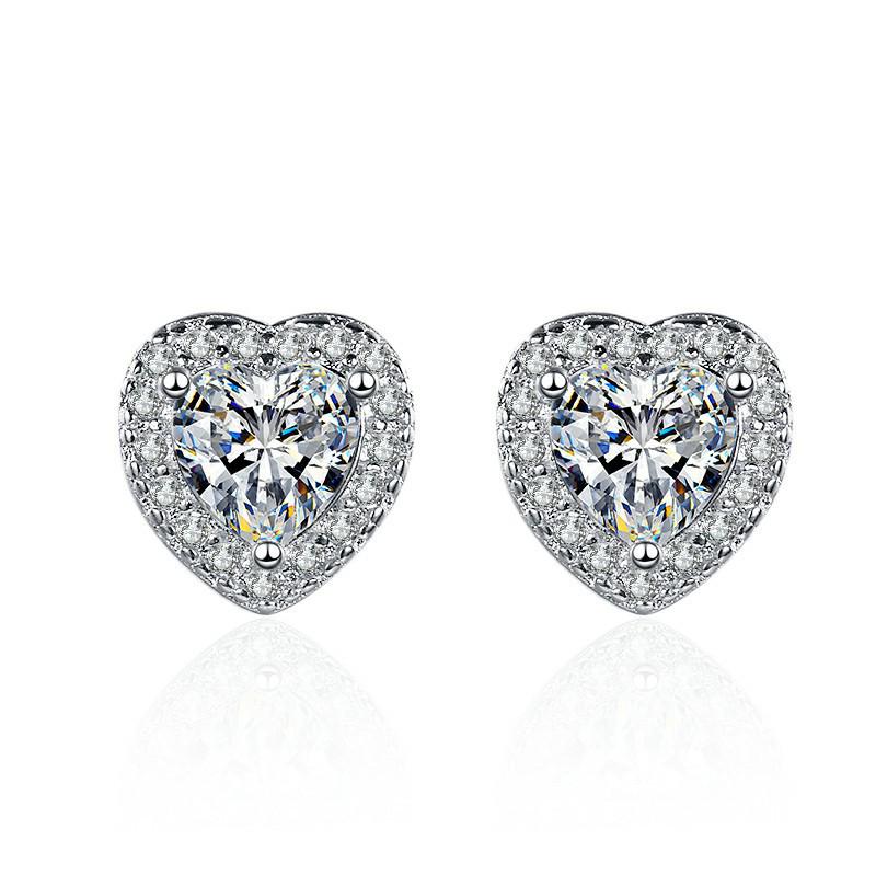 Heart-Shaped Zircon Earrings: Sparkling AAA Micro Inlaid Love Design