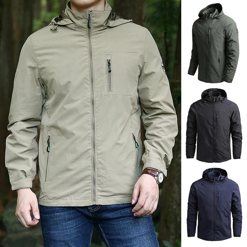 Spring Men Outdoor Waterproof Jacket Plus Size Windbreaker Rain Coat Breathable Fishing Camping Tactical Jackets Male Clothing