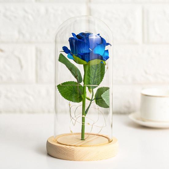 Artificial Rose Flowers Eternal Rose with LED Light Realistic Looking Battery Powered Simulation Rose Flower Holiday Gifts