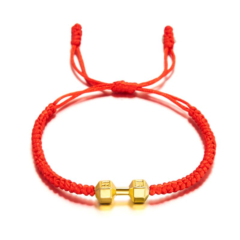 Gold Color Silver Color Dumbbell Bracelets Handmade Braid Adjustable Bracelet for Women Men Charm Barbell Fitness Energy Jewelry